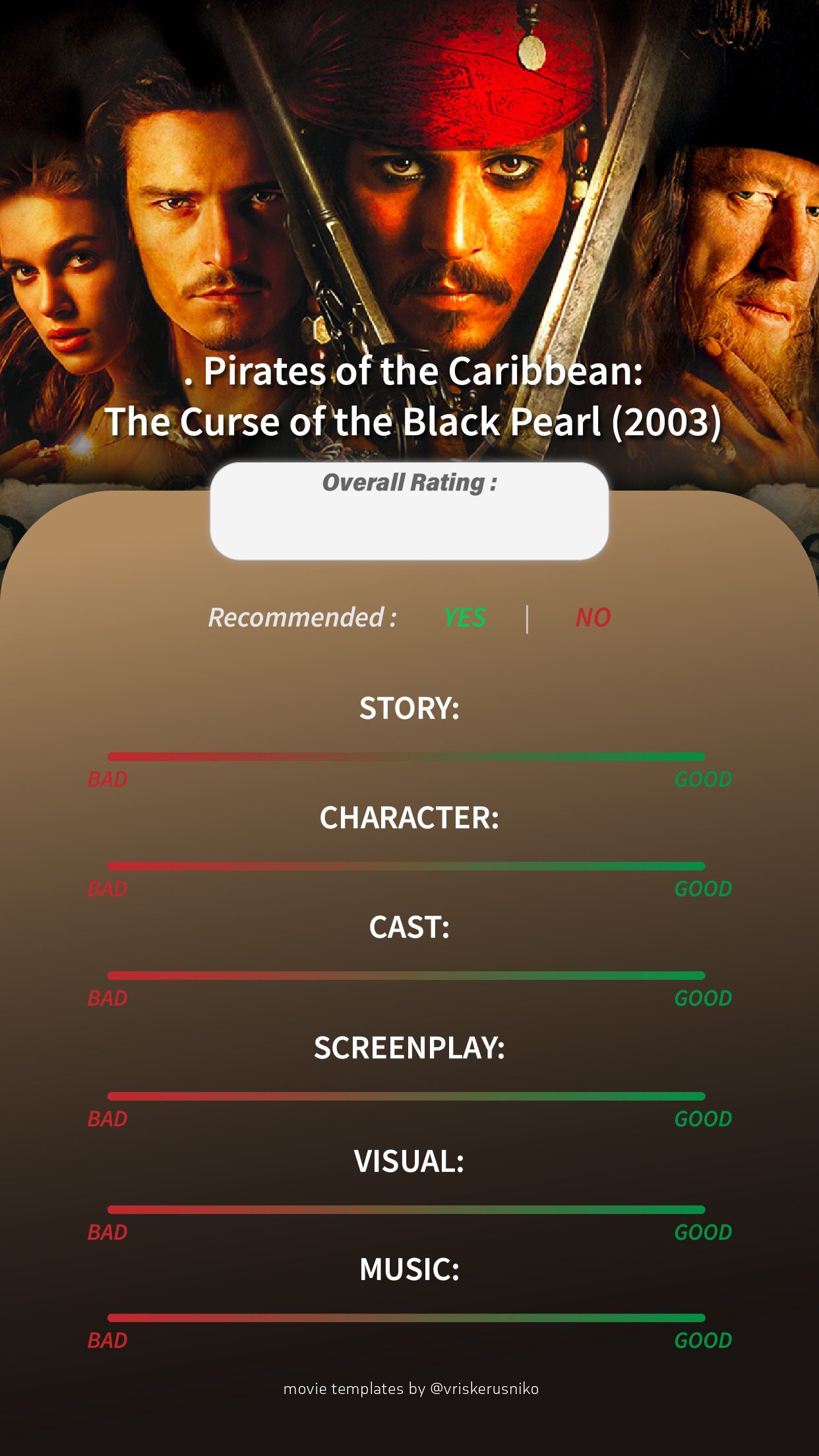 Pirates of The Caribbean The Curse of The Black Pearl Instagram Story Movie Template