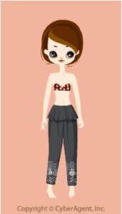 Daily Casual Loose Outfit - Lace Peplum pants / bk13C